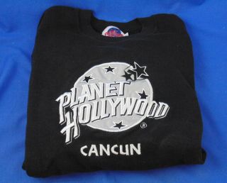 Planet Hollywood - Cancun - Sweatshirt - Black With Silver Logo - Size L - Rare