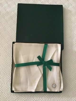 3 Boxed Vintage Irish Linen Handkerchiefs Cream