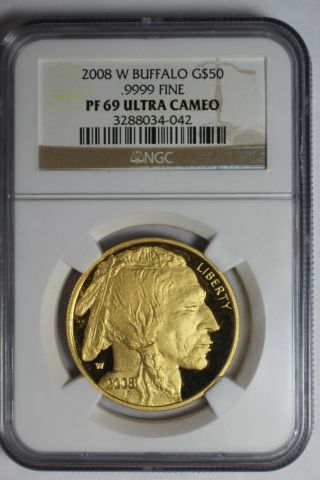 2008 W Gold Buffalo Pf 69 Ultra Cameo 042 Rare Ngc