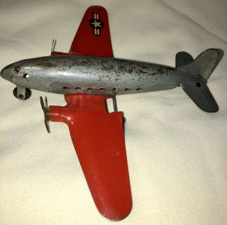 Antique Marx Pressed Steel Toy Dc - 3 Airplane 1930 