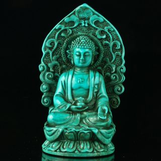 Old Chinese Resin Turquoise Hand - Carved Buddhism Statue