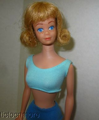 Vintage Barbie Friend Midge Doll Blonde W/ 2pc Blue Suit