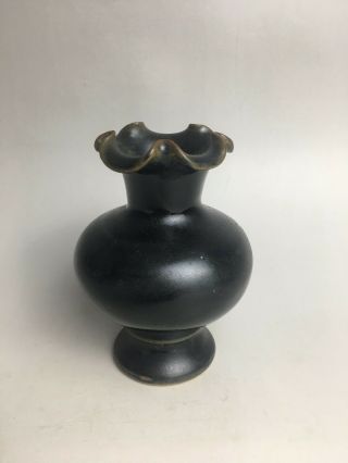 Rare Chinese Porcelain Black Glaze Flower Mouth Vase
