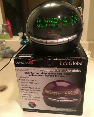 Olympia Info Globe Ol3000mc Caller Id Clock Floating Messages Multi Color - Rare