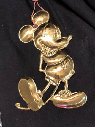 Rare Vintage Disney Store Mickey Mouse Large 6.  5 " Brass Ornament.  Made In India