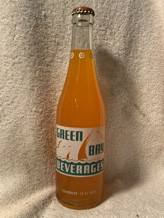 Rare Full 12oz Green Bay Orange Soda Acl Soda Bottle Green Bay,  Wis