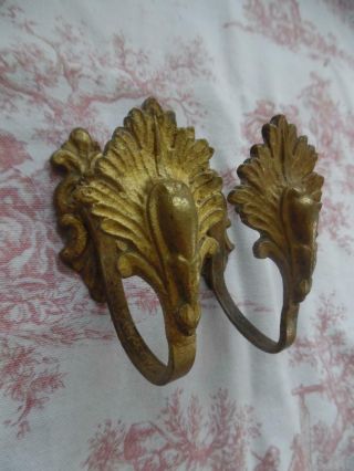 Antique French Gilt Brass Curtain Tie Back/hooks