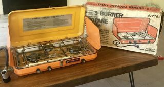 Vintage Very Rare Sears Primus Deluxe 3 Burner Propane Camp Stove 6727611 W/ Box