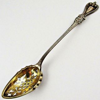 Antique Towle Old Colonial " E " Monogram Pierced Bowl Short Handle Olive Spoon