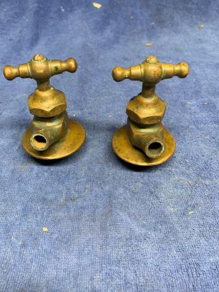 2 Vintage Antique Brass Sink Faucets Spigot By Sterling,  Steampunk