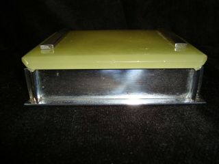 Vintage Art Deco Heavy Lime Green Agate & Chrome Cigarette/Trinket Box 2