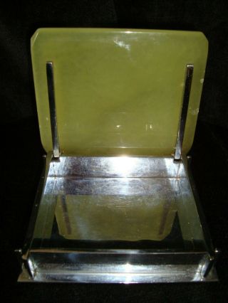 Vintage Art Deco Heavy Lime Green Agate & Chrome Cigarette/Trinket Box 3