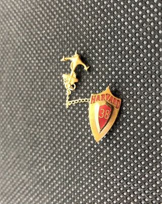 Rare Antique Harvard 1938 Double Lapel Pin With Anchor. 3