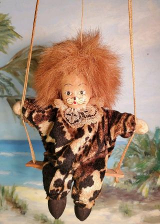 Lion Figurine Collectible Vintage Swinging Trapeze Clown 6 " Unique Rare