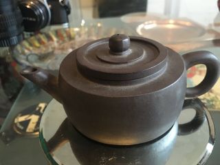 Antique Chinese Yixing Teapot Signed Dark Clay