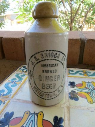 Antique Ginger Beer Bottle J.  S.  Briggs Co.  Watertown,  Ny Stoneware Crock Bottle