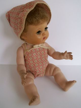 Vintage American Character Tiny Tears 11 " Doll Vinyl Rock - A - Bye Eyes W/ Clothes