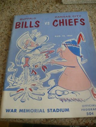Rare: 8/14/64 Afl Pre - Season Program - Buffalo Bills Vs Kc Chiefs -