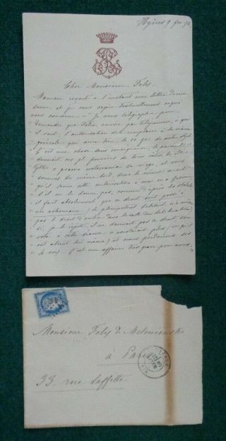 Antique Signed Letter Countess Rzewuska Niece French Balzac Order Of Malta Count
