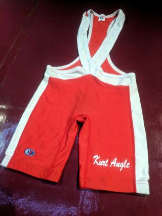 Rare KURT ANGLE Cliff Keen low cut Freestyle Greco wrestling singlet men S 2