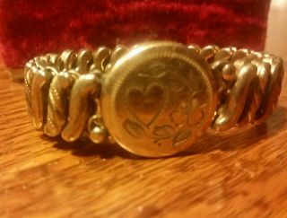 Antique D F Briggs Co Carmen Gold Filled Stretch Expansion Bracelet W/ Box Top