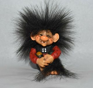 Vintage Candy Designs Of Norway Black Hair Troll/gnome Figurine Sitting W/ Tail
