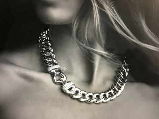 David Yurman Stunning Sterling Silver & Diamond Link Collar Necklace $4300 Rare