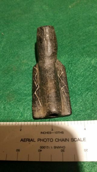 Native American Trowl Platform pipe Rare Tennessee indian artifact engraved 2