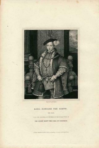 King Edward Vi 1830 Scarce Antique English U.  K.  Portrait Print
