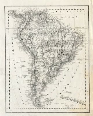 Antique Map South America C1834 J & C Walker,  Fine Detail Engraved,