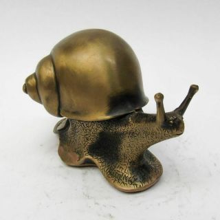 China Handmade Antique Bronze Lucky Snail Figurines Statues