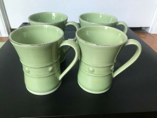 Set Of 4 Berry And Thread Rare Pistachio Green Mugs By Juliska Ceramics