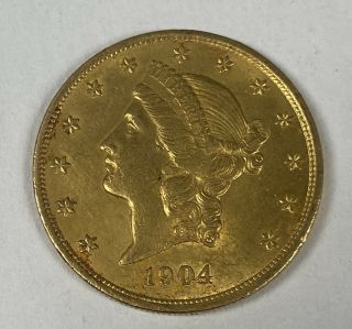 1904 Liberty Head Gold $20 Double Eagle Coin G$20 " Extremely Rare "