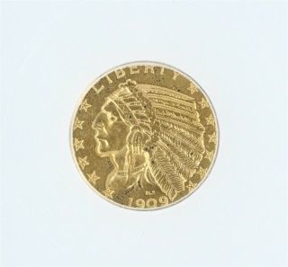1909 - O Indian Head $5 Gold Half Eagle Icg Ms60 Valued At $36,  000 Rare In Unc
