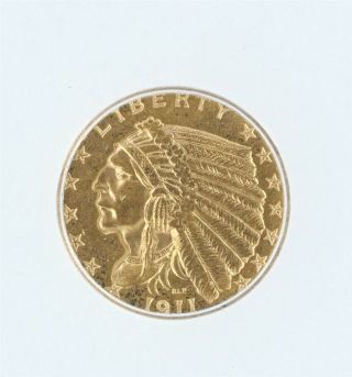 1911 - D Indian Head $2.  5 Gold Icg Ms61 Rare Keydate Low Mintage