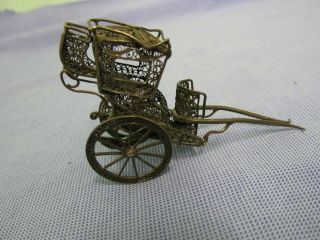 Vintage Filigree Small Silver Carriage Moving Wheels 19.  14g