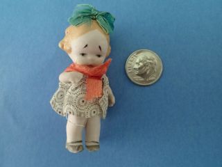 Antique Vintage Miniature Bisque Baby Doll Jointed Arm Porcelain Ceramic Tiny 2 "