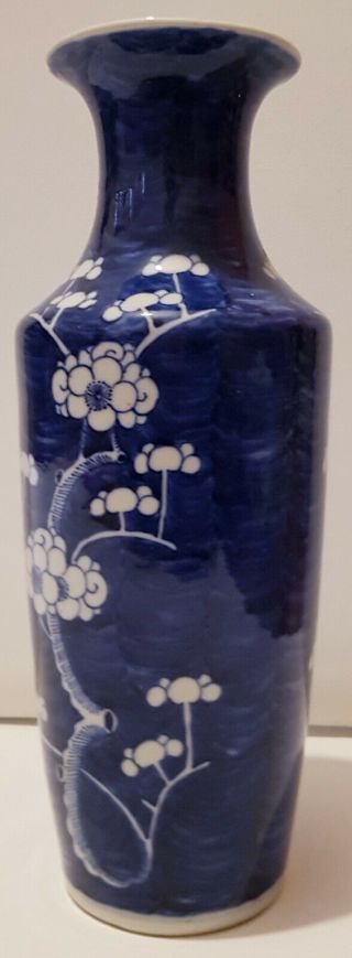 EXQUISITE LARGE ANTIQUE CHINESE PORCELAIN BLUE AND WHITE PRUNUS BLOSSOM VASE 2 3