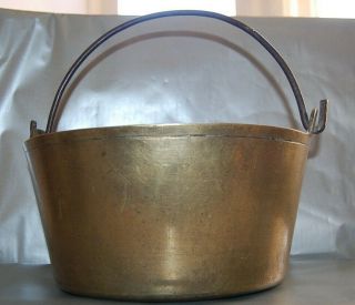 Victorian Heavy Brass Jam Cooking Pot Preserve Pan Cauldron Handle 26cm Diameter