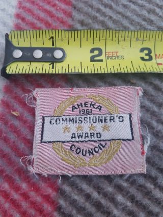 RARE AHEKA 1961 COUNCIL COMMISSIONER ' S AWARD JERSEY BOY SCOUTS B.  S.  A.  PATCH 2
