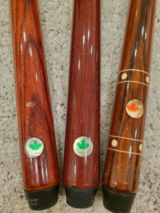 3 Vintage Dufferin Canada 21oz 2 Piece Pool Stick Cue 2 - Green 1 - red Leaf RARE 2