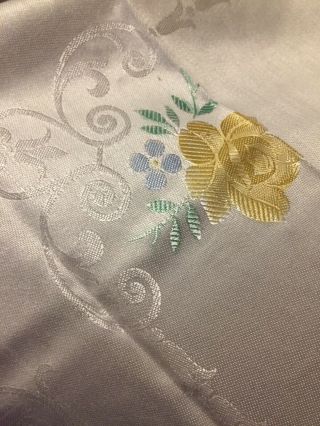 Irish Damask Hand Painted Table Cloth With 4 Napkins 2