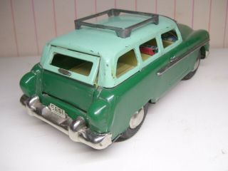 RARE 7.  5” Y Japan tin friction 1956 Plymouth Station Wagon EXC, 2