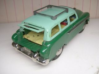 RARE 7.  5” Y Japan tin friction 1956 Plymouth Station Wagon EXC, 3