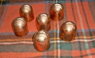 Set Of 6 Small Dome Shaped Antique Copper Jelly Moulds Tin Lined