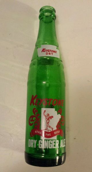 Rare Canadian (winnipeg,  Man) " Keystone Dry Ginger Ale " 10 Oz Green - Red/white