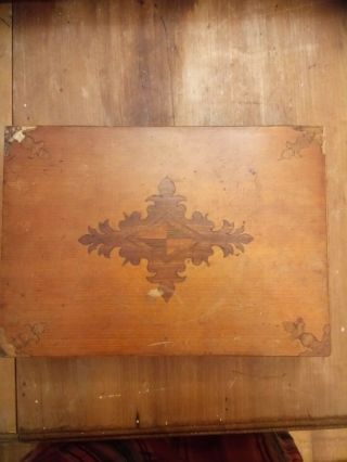 Vintage Old Antique Small Inlaid Wooden Wood Box For Restoration