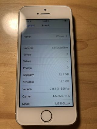 Apple iPhone 5s - 16GB - Silver (GSM) A1533 RARE iOS 7.  0.  4 With Issue 3
