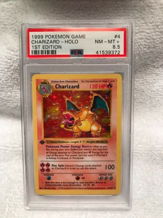 1999 Pokemon Card Charizard 1st Edition Shadowless Holo Foil 4 Psa 8.  5 Rare