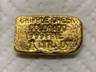 Cripple Creek Colorado 1 Troy Oz.  999 24k Fine Gold Ingot - Extremely Rare